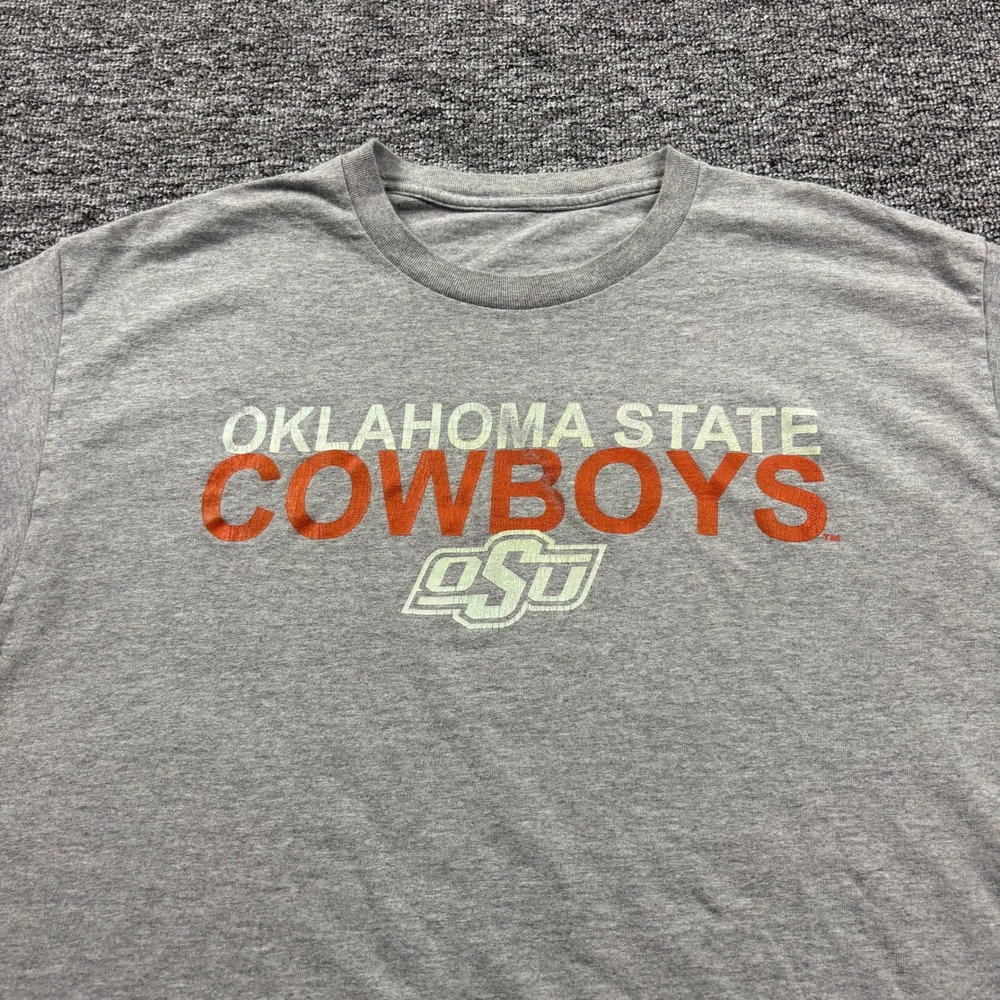 Y2K 2000s Oklahoma State Cowboys Grey Graphic T-Shirt Men's Size Large - Picture 3 of 6